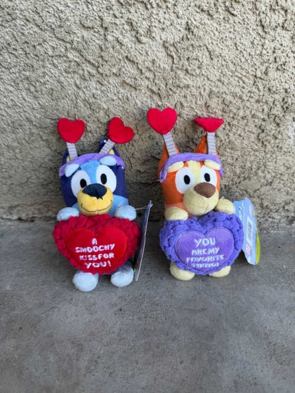 Valentine Bluey & Bingo Plush Keychains